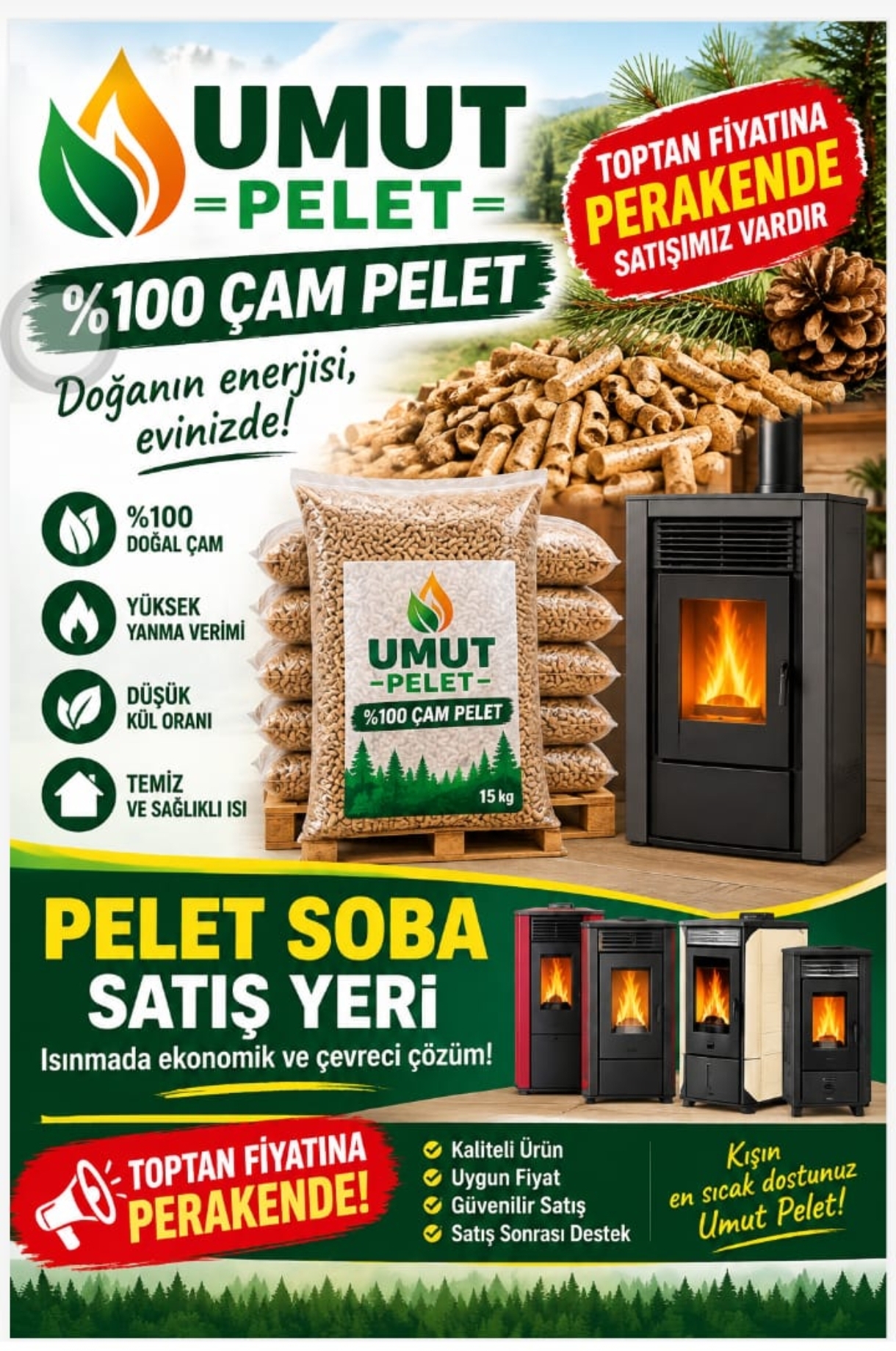 UMUT 6 MM %100 ÇAM PELET